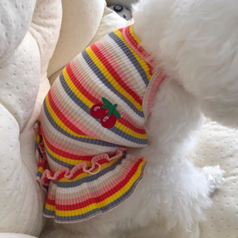 Dog Thin Striped T-Shirt Pet Sling Clothes