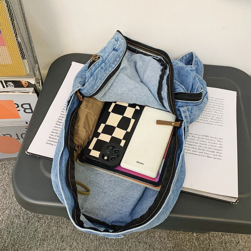 New Fashion Large Capacity Denim Backpack Women