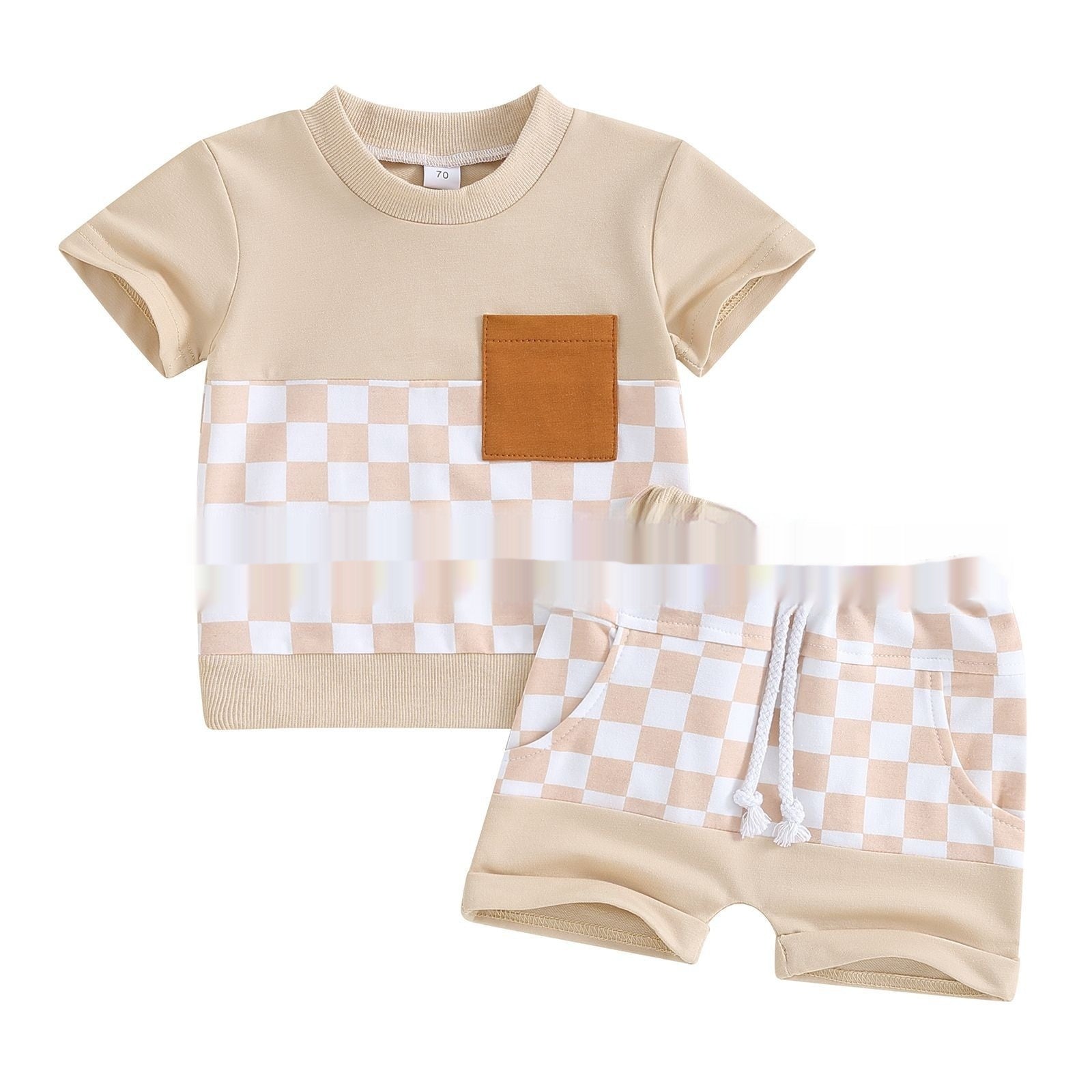 Fashion Personality Children's Shirt Plaid Shorts Suit
