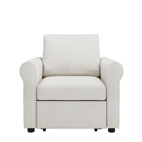 3-in 1 Sofa Bed Chair, Convertible Sleeper Chair Bed,Adjust Backrest Into A Sofa,Lounger Chair,Single Bed,Modern Chair Bed Sleeper For Adults,Cream