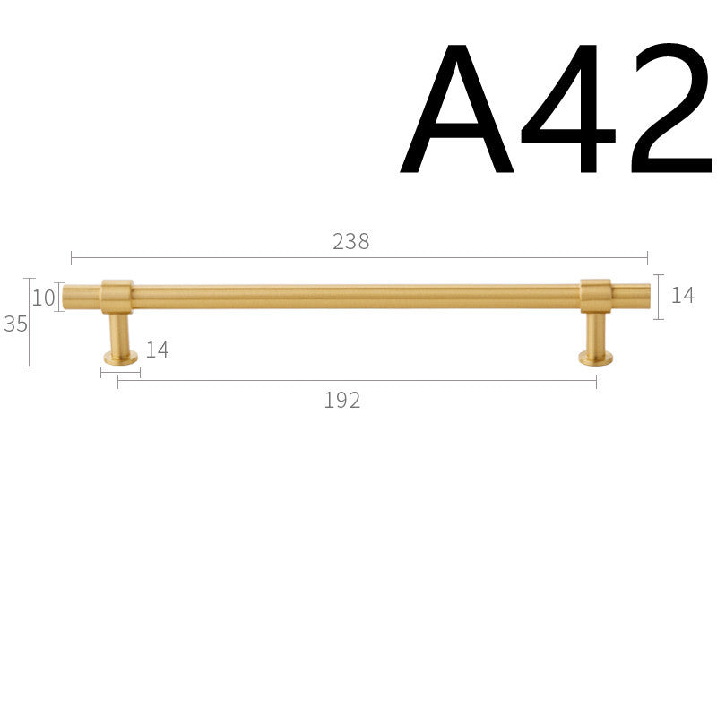 Pure Copper Cabinet Door Handle Golden Light Luxury Brass Handle