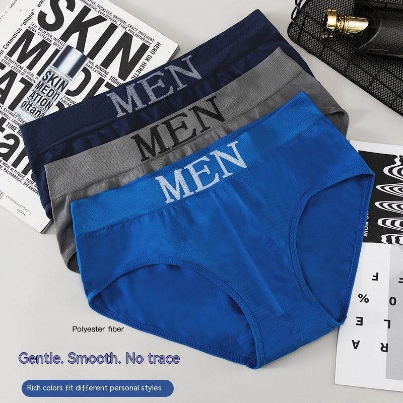 Men's Polyester Briefs Breathable 3D Text Pattern Mid Rise