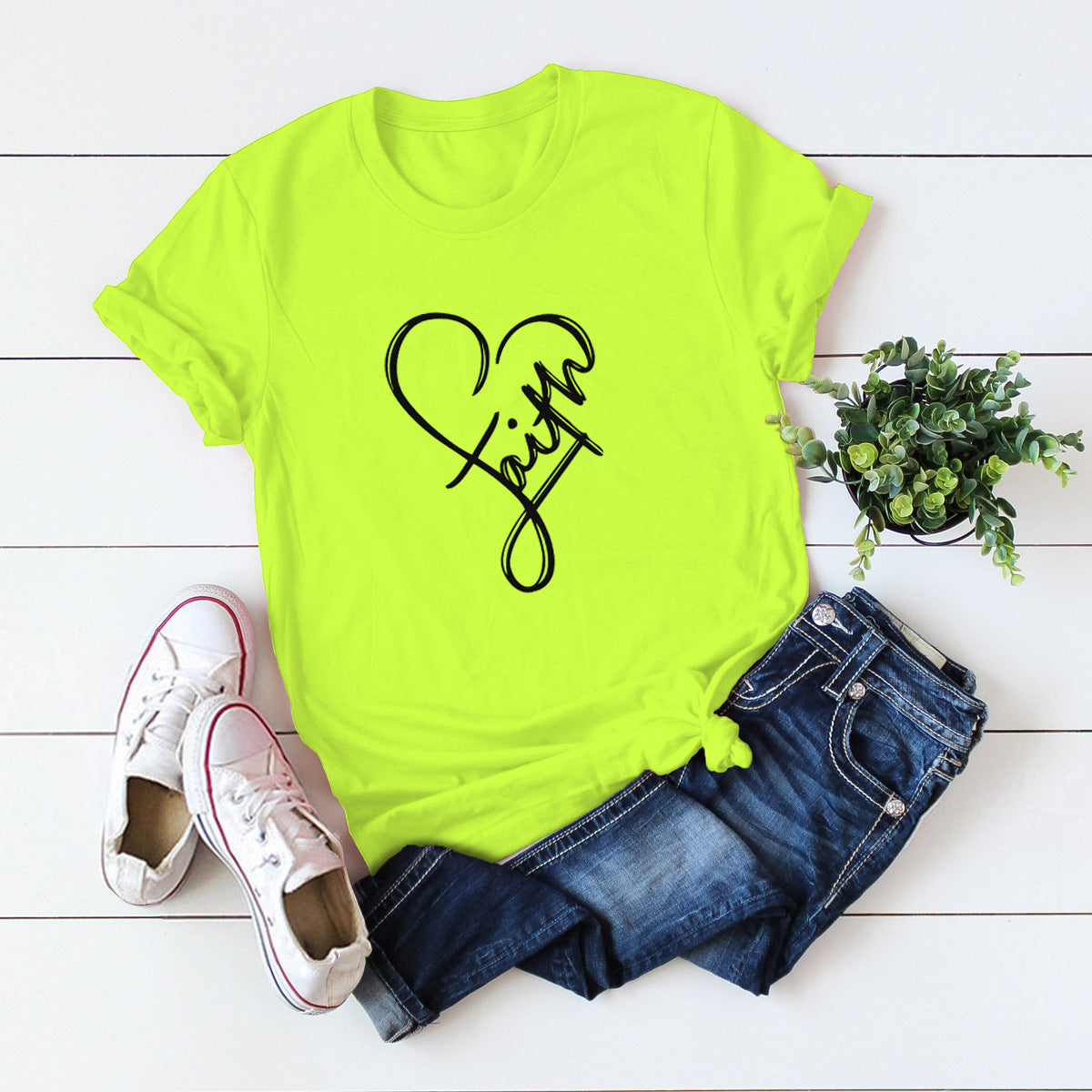 Hot Letter Round Neck Short-sleeved T-shirt Women