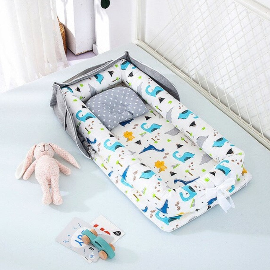 Portable Foldable Cotton Baby Bed – Travel Bassinet with Carry Bag