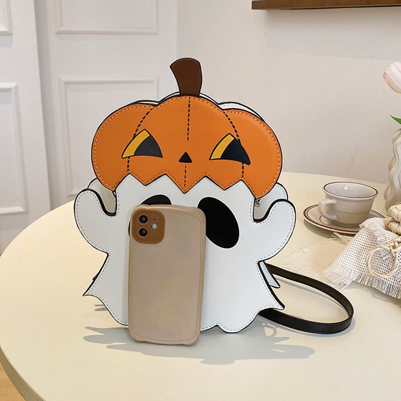 Halloween 3D Cartoon Pumpkin Ghost Bag – Creative Crossbody Shoulder Purse