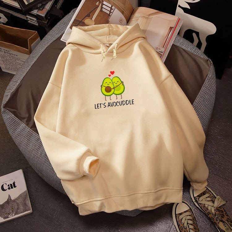 Unisex Velvet Hoodie Sweatshirt Relaxed Avocado Print
