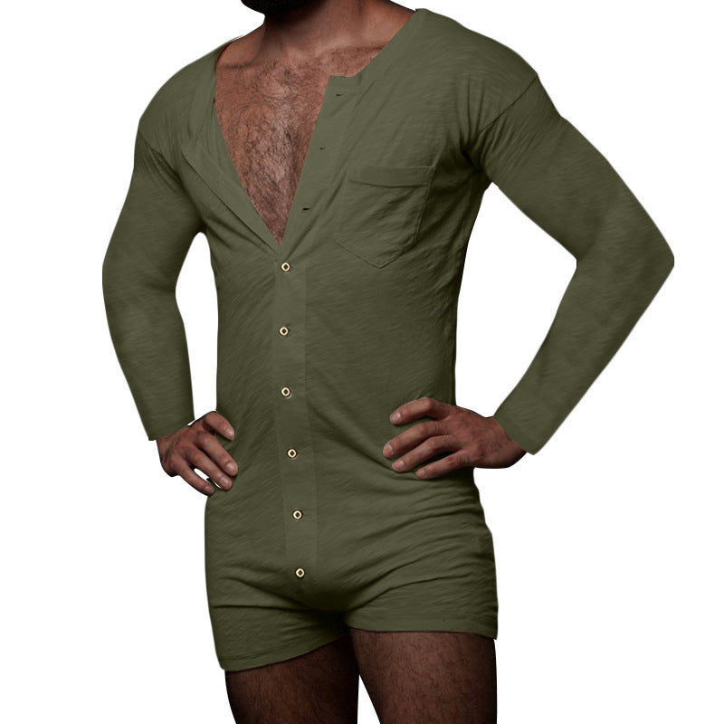 Men's Solid Color Bodysuit Homewear Pajamas