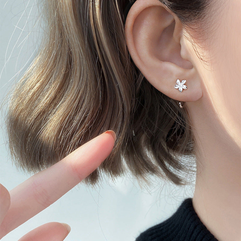 Stud Earrings Female Special-interest Design Flower Ear Hook