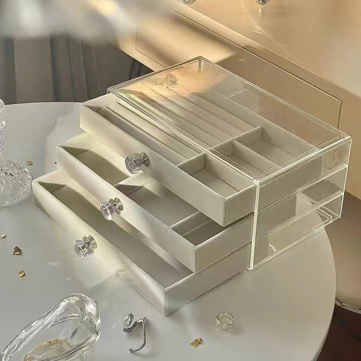 Jewelry Box Three-layer Anti-oxidation Storage Box Flannel Exquisite
