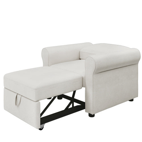 3-in 1 Sofa Bed Chair, Convertible Sleeper Chair Bed,Adjust Backrest Into A Sofa,Lounger Chair,Single Bed,Modern Chair Bed Sleeper For Adults,Cream
