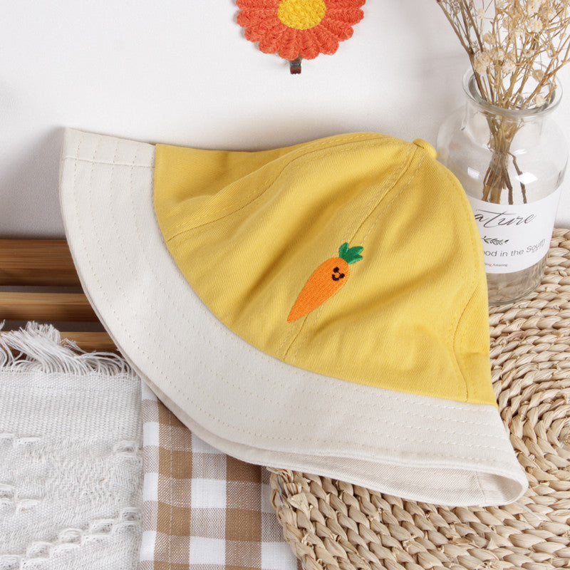 Ins Wind Avocado Strawberry Fruit Embroidery Children's Color Matching Fisherman Hat