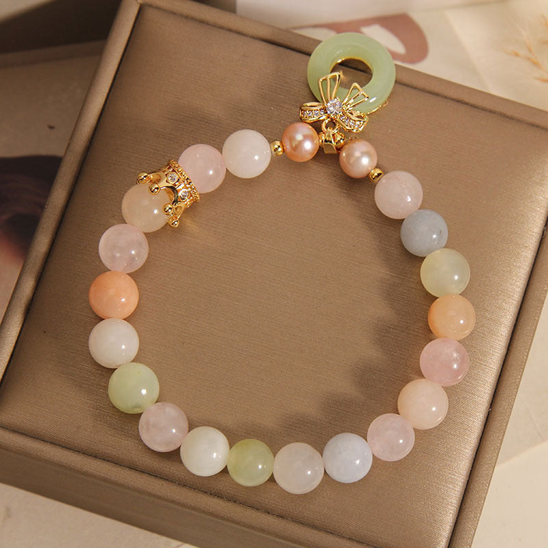 Womens Mori Style Alloy Morganite Peace Buckle Bracelet