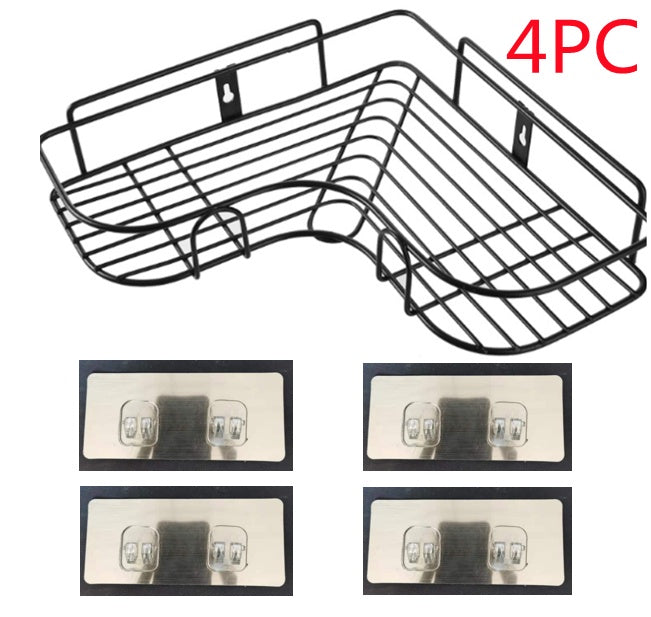 Punch-Free Wall-Mounted Bathroom Storage Rack – Kitchen Corner Shelf with Tripod
