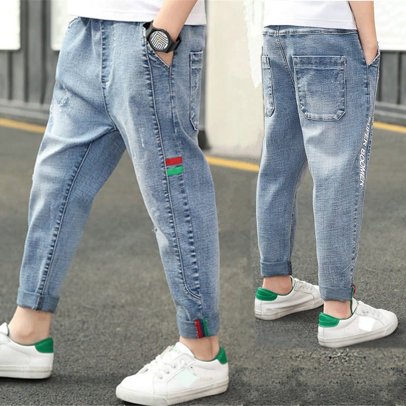 Kids Regular Fit Cotton Casual Pants Straight Leg Trousers