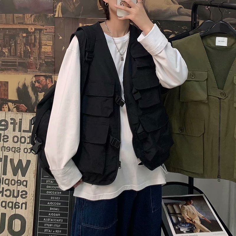 Tactical Vest Men And Women Tide Brand Trend Hip-hop Waistcoat Vest Jacket Autumn