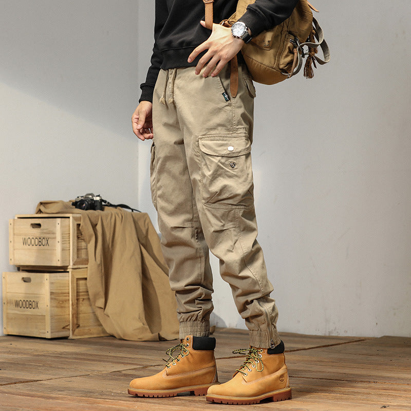 Men’s Slim Fit Overalls – Summer Ankle-Tied Casual Workwear Pants