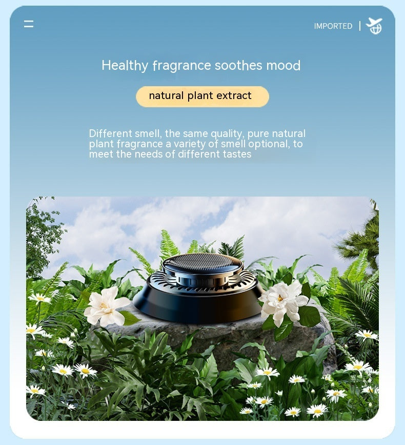 Portable Solar Powered Kinetic Car Air Freshener, Double Ring Rotating Fragrance Diffuser