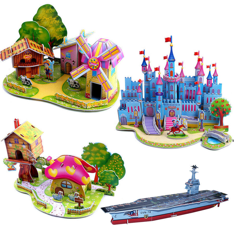 Children's 3D Three Dimensional Puzzle Paper Educational Toys Diy Building Hut