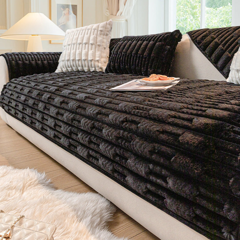 Winter Thickened Plush Seat Cushion, Anti Slip Sofa Cover