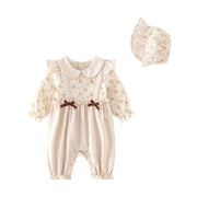 Baby Spring and Autumn Romper – Cute Lady Onesie Jumpsuit with Fake Two-Piece Design for Infant Girls (Hundred Days Outfit)