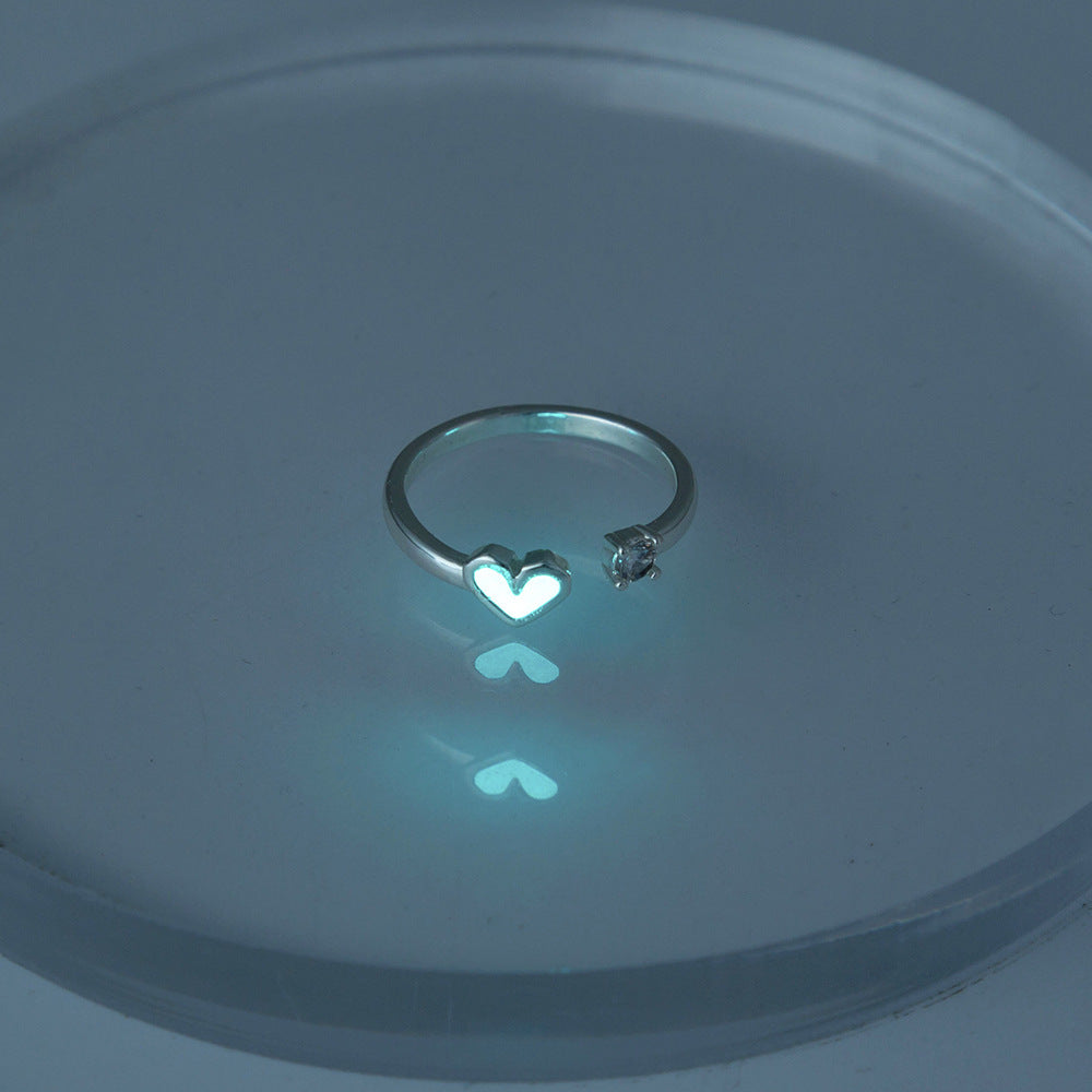 Jewelry Ring Halloween Dark Blue Heart-shaped Zircon