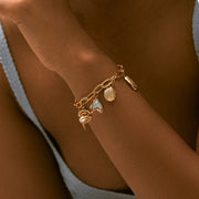 Copper Plating 18K Real Gold Color Retaining Bracelet Retro High Sense Handmade Pendant Bracelet