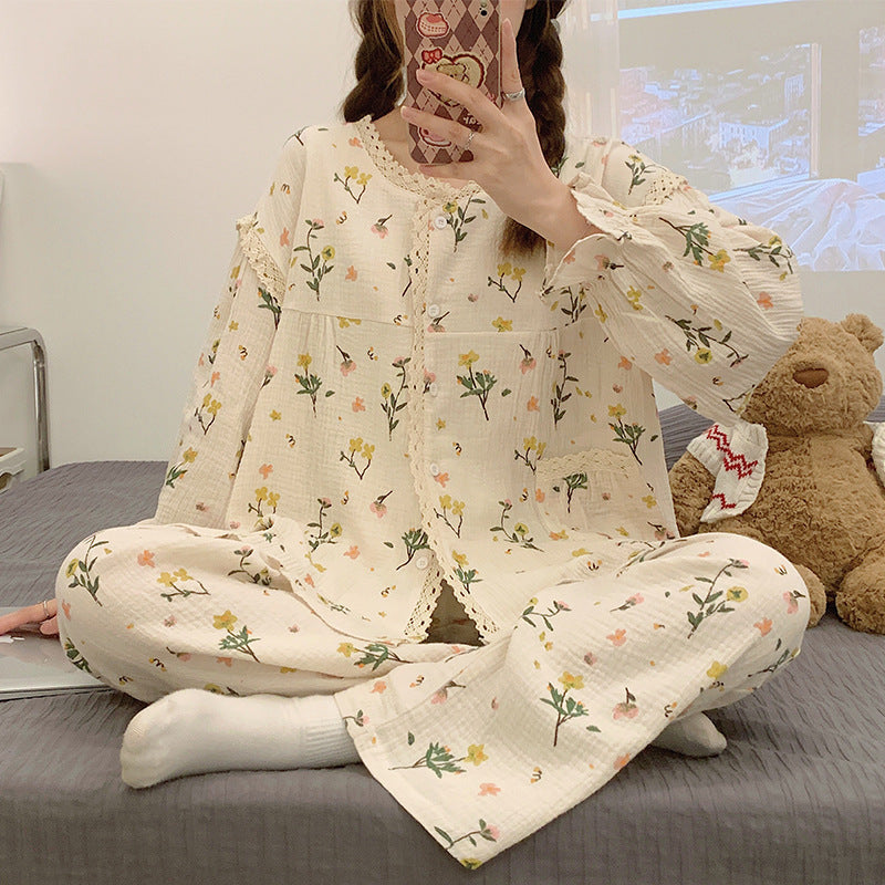Women's Two Piece Pajama Set Print Viscose Relaxed Fit