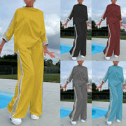 Unisex Loose Polyester Casual Suit Set With Solid Color