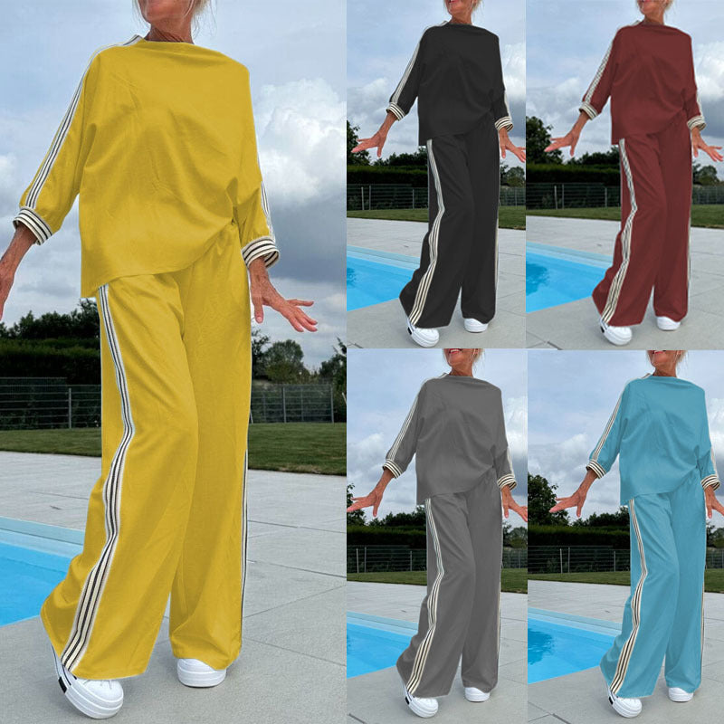 Unisex Loose Polyester Casual Suit Set With Solid Color