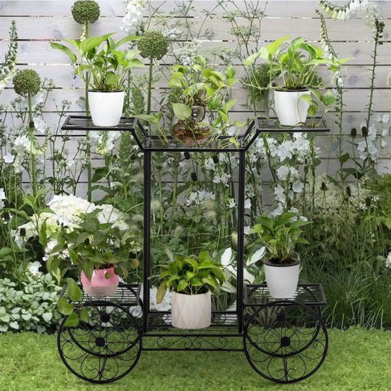 Artisasset Garden Cart Stand  Flower Pot Plant Holder Display Rack