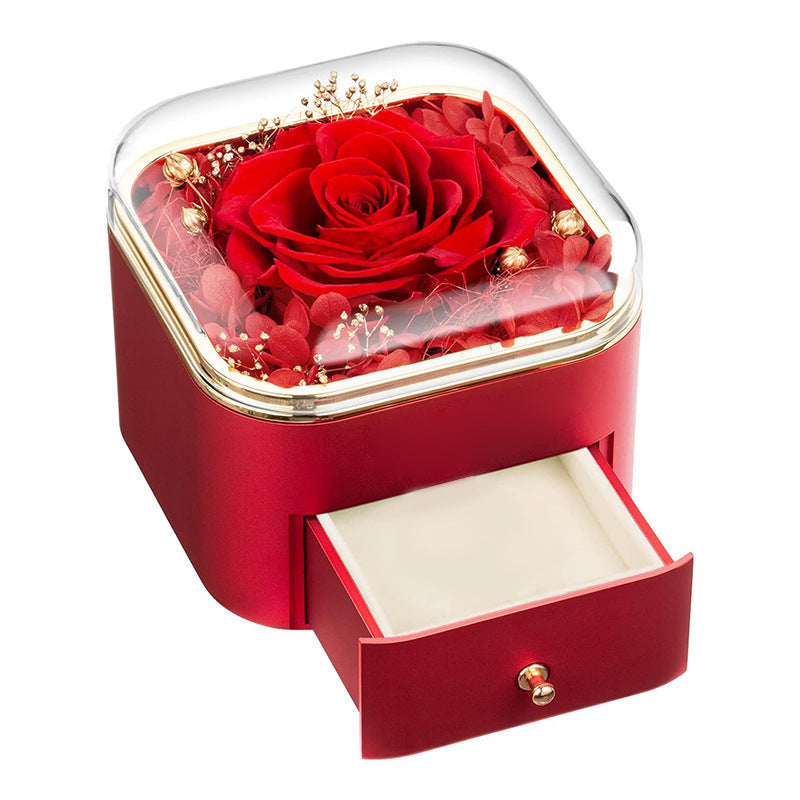 Rose Jewelry Box Drawer Organizer With Metal Construction