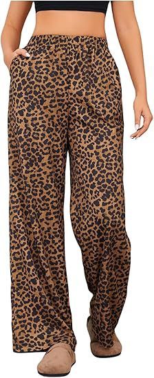 Women's Leopard Print Elastic High Waist Trousers