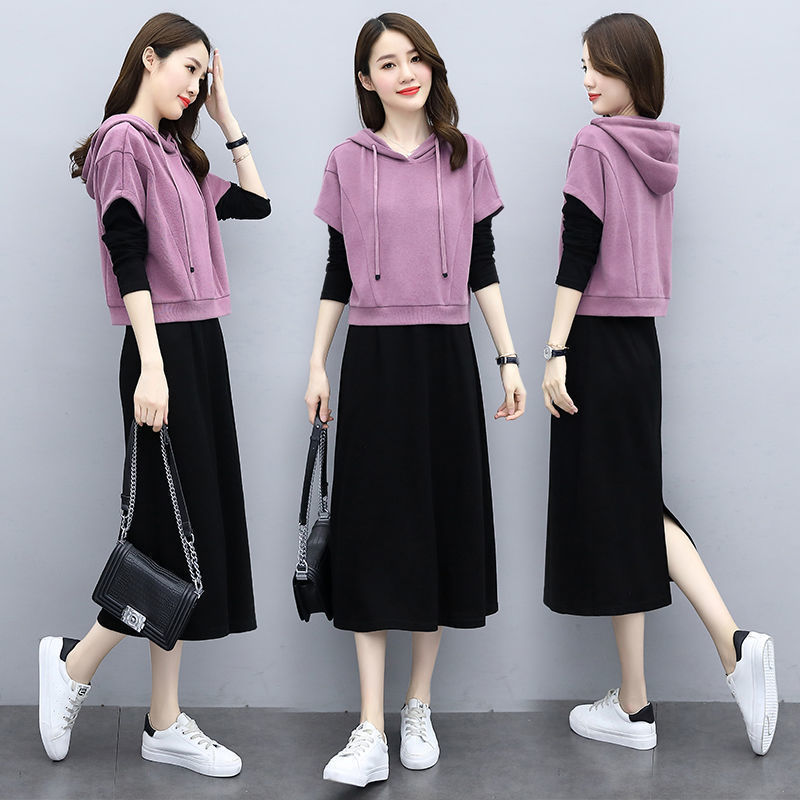 Women's Contrast Color Two-piece Dress