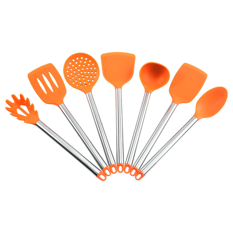 7-Piece Stainless Steel & Silicone Kitchen Ware Set – Shovels, Spoons & More