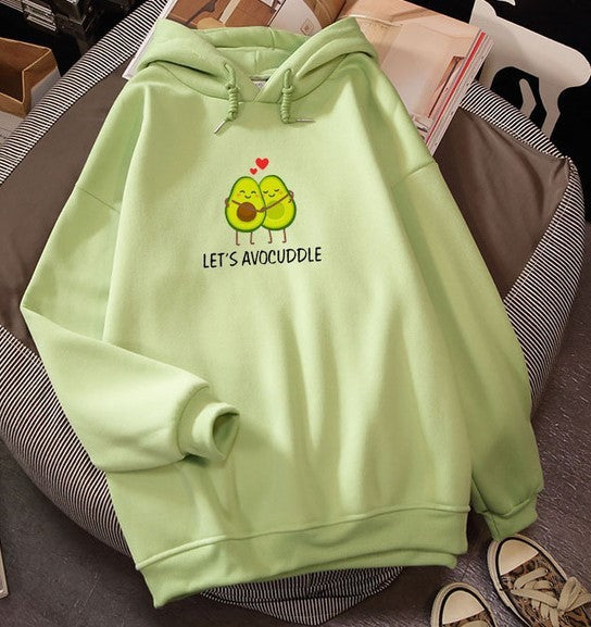 Unisex Velvet Hoodie Sweatshirt Relaxed Avocado Print