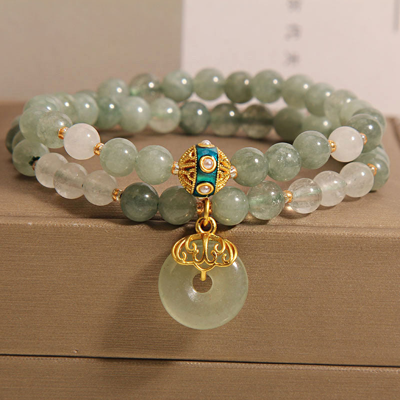 Aventurine Double-layer Jade Bracelet For Women Light Luxury Minority Exquisite Peace Buckle