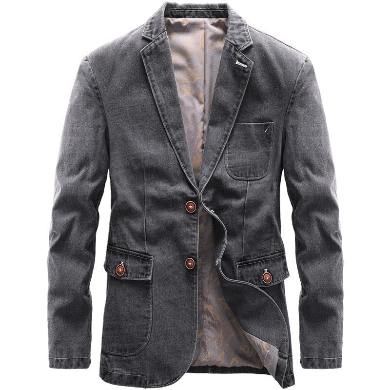 Unisex Retro Denim Inspired Cotton Jacket Suit Casual
