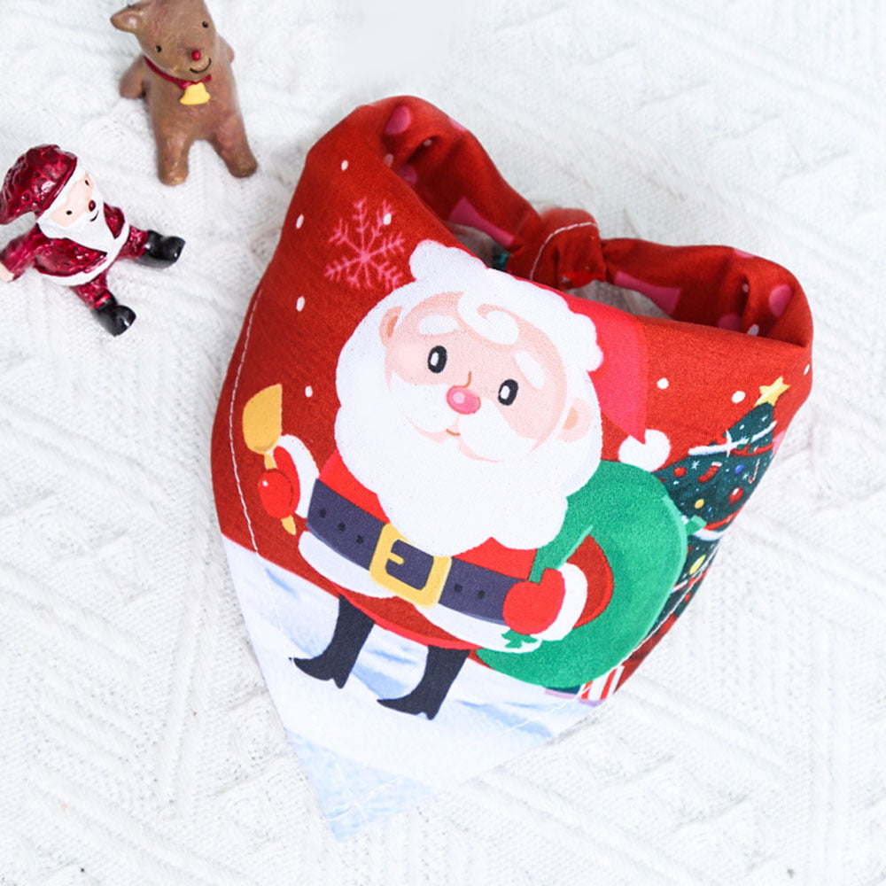 Christmas Cotton Print Pet Dress Triangle Scarf