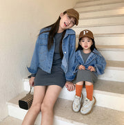 Casual Denim Jacket Stretch Knitted Skirt Suit
