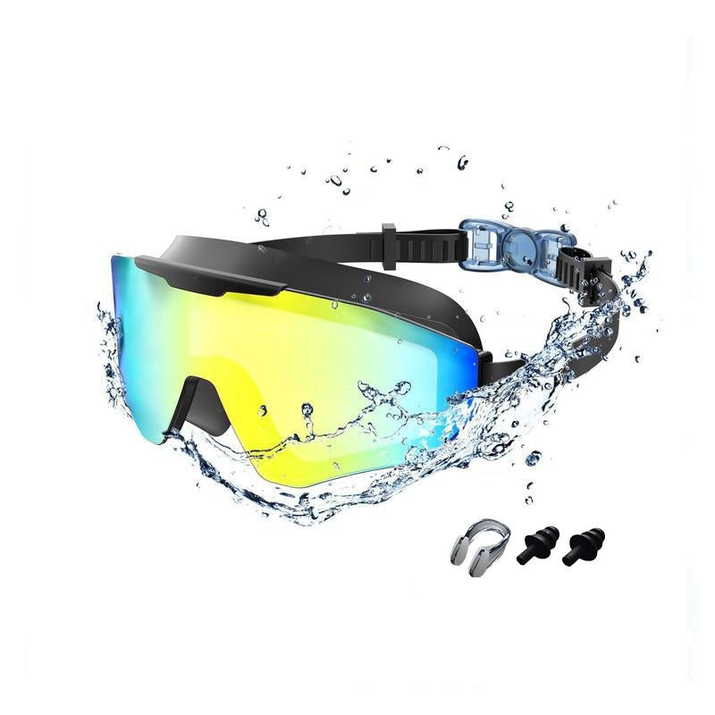 Plated Swimming Goggles Set with Nose Clip & Earplugs – Adult & Kids Models