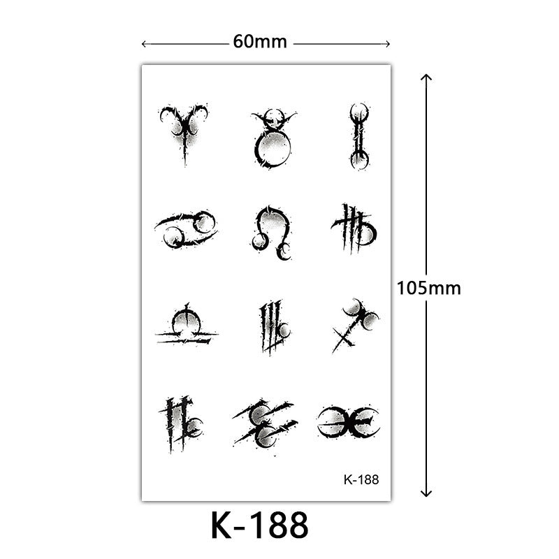 Tattoo Stickers – English Letters, Flowers, Butterfly Sketch Lines, Waterproof Temporary Tattoo