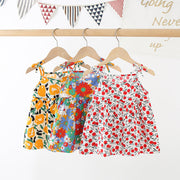 Girls Suspender Cotton Dress Floral Princess Style