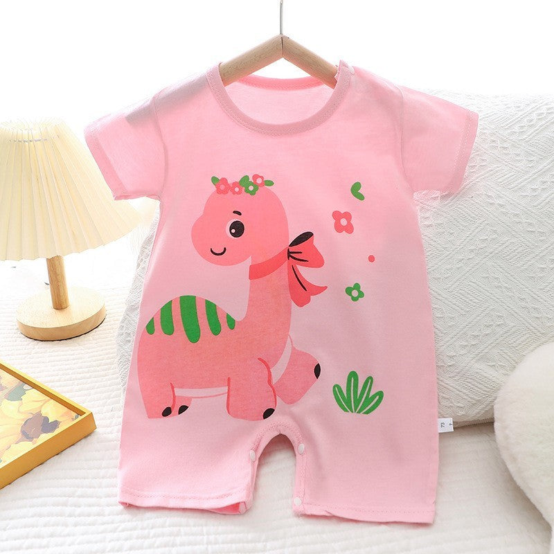 Cotton Summer New Korean Style Baby Boy Thin Women's Short-sleeved Children's Jumpsuit