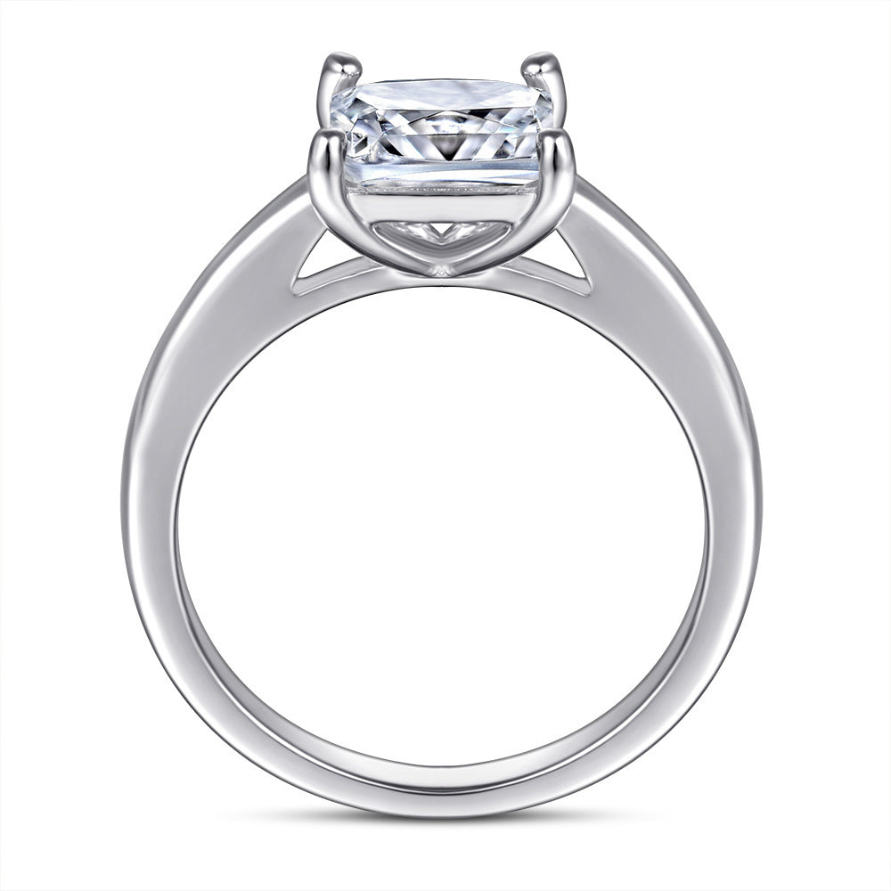 925 Sterling Silver Inlaid Square Zircon Ring