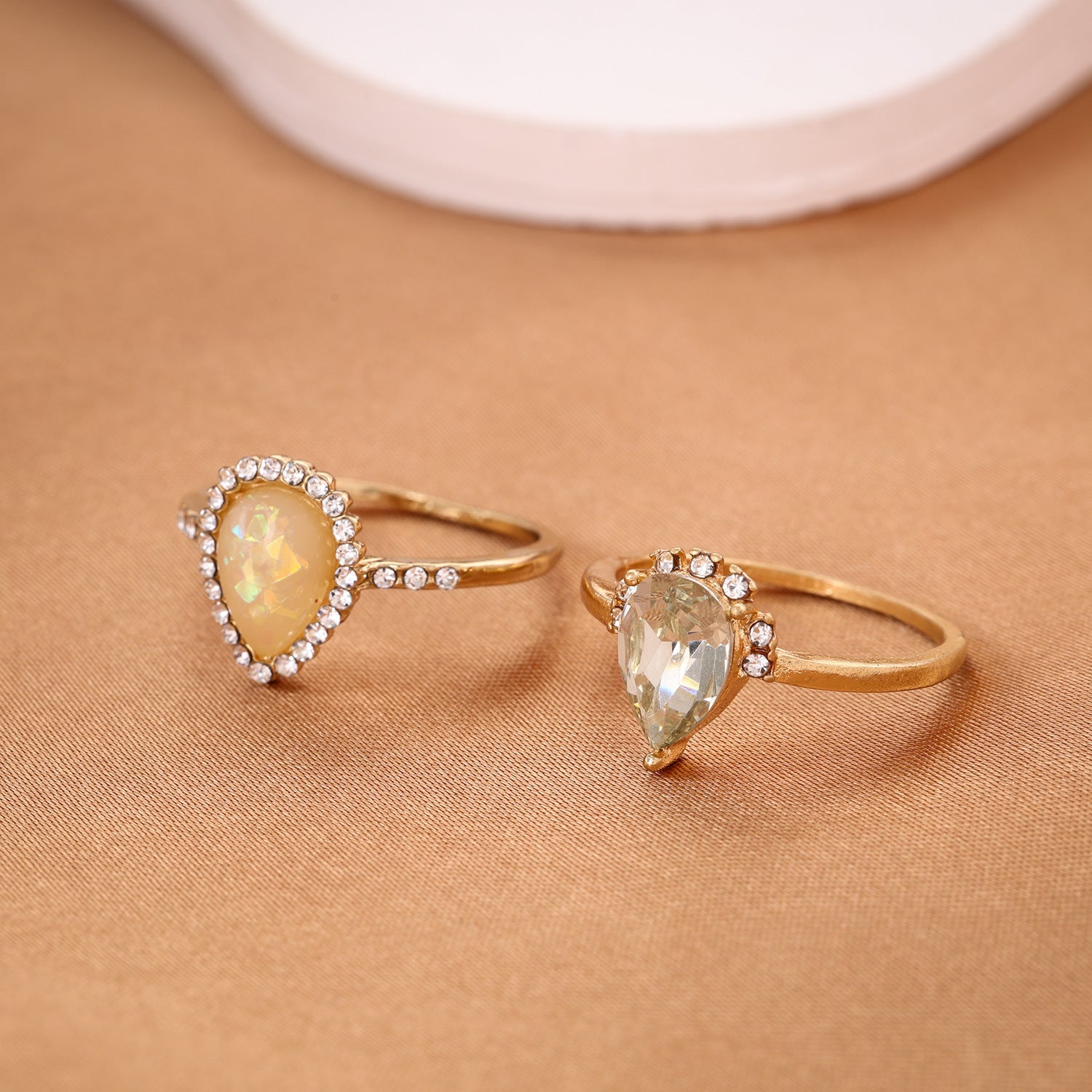 Opal Water Drop Diamond Engagement Ring