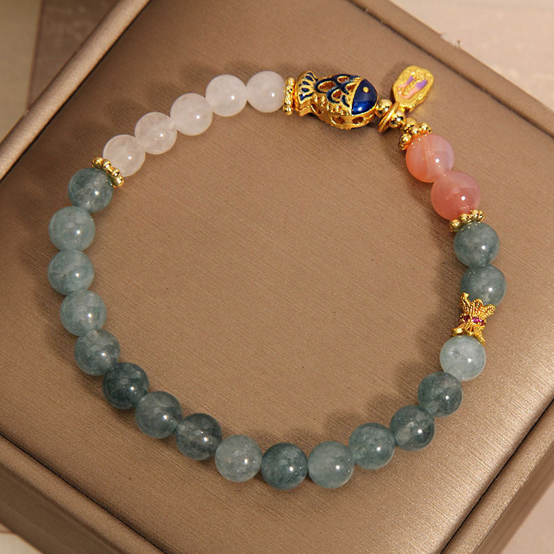 Women's Crystal Goldfish Bracelet in Blue Jade Finish