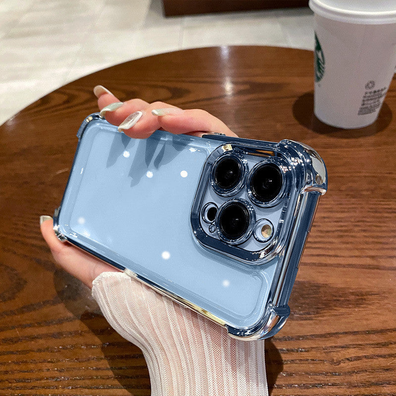 Four-corner Drop-resistant Phone Case Full Cover Transparent Electroplated Space Protective Cover