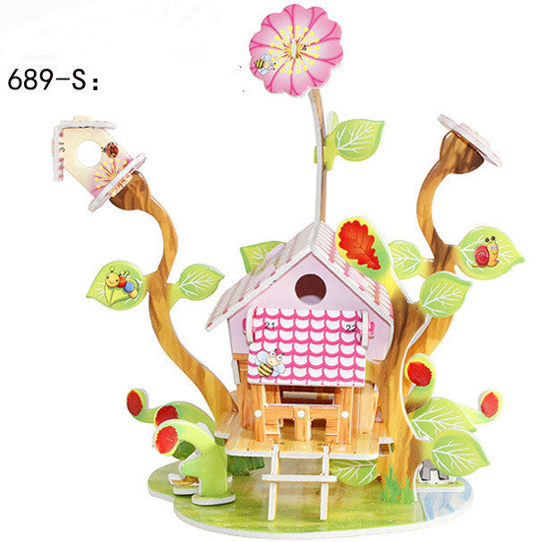 Children's 3D Three Dimensional Puzzle Paper Educational Toys Diy Building Hut