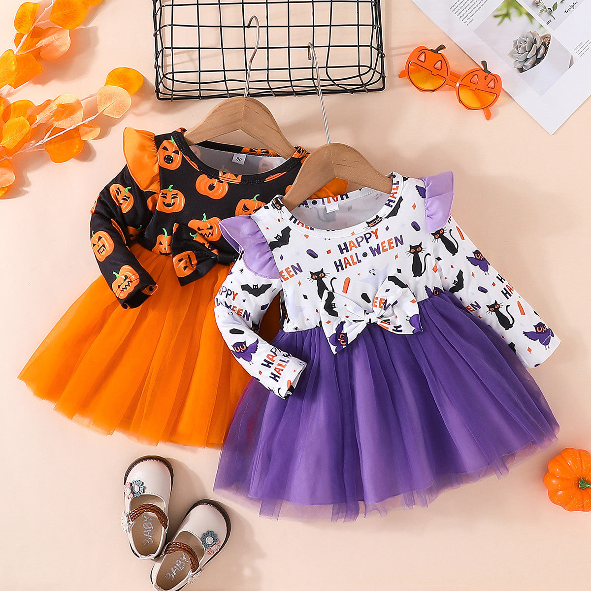 Halloween Long Sleeve Mesh Princess Dress