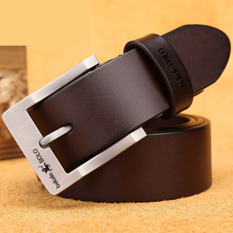 Men's Cowhide Pin Buckle Belt – Classic Single Loop